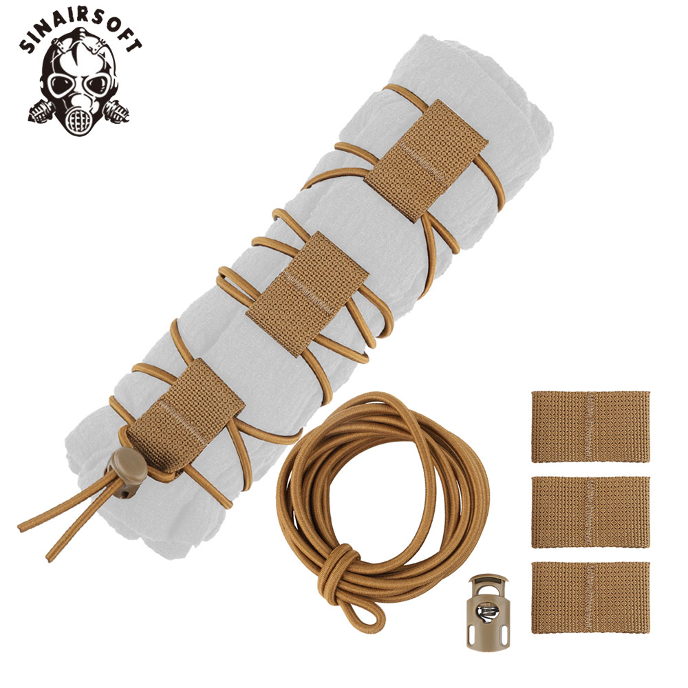 MOLLE Elastic Fastening Strap Kit 3pcs Double Webbing Straps Bungee Cord For Flag Old Glory Tool Gear Organizer