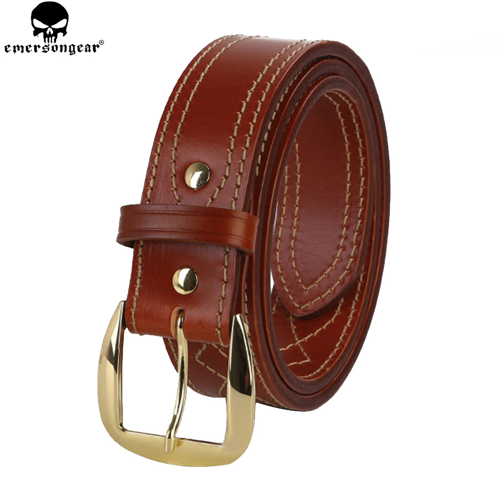 Emersongear Tactical  Leather Belt Men's Waist SB6 Fancy Stitched 1.75 inch Duty Belt Brass Buckle Superior Saddle Belt EM9522