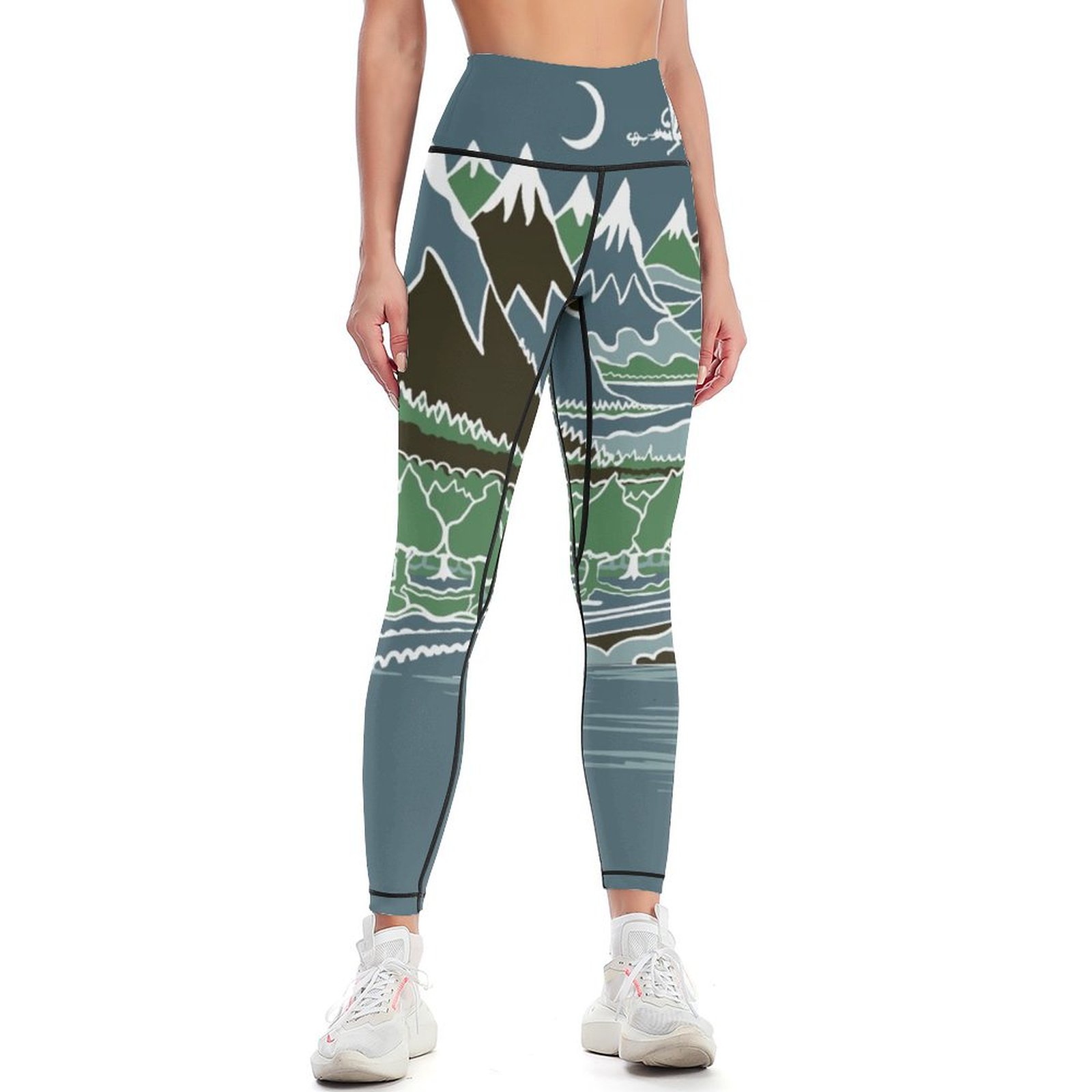 Midnight Forest mountain path in the style of J.R.R.Tolkien Leggings sporty woman push up sports for gym Womens Leggings
