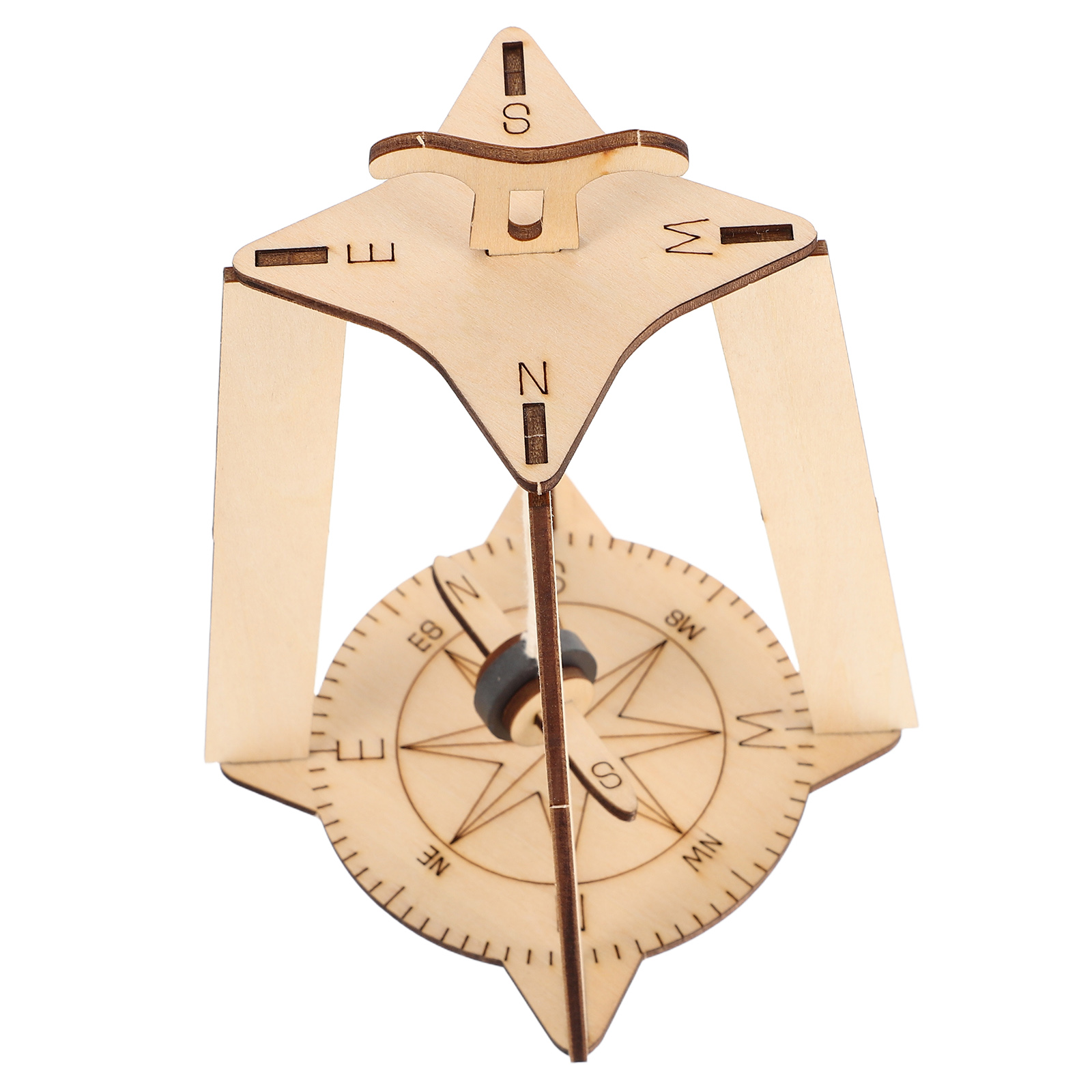 Suspended Compass 3d Wooden Puzzle Diy Educational Science Experiment Kit Building Toys
