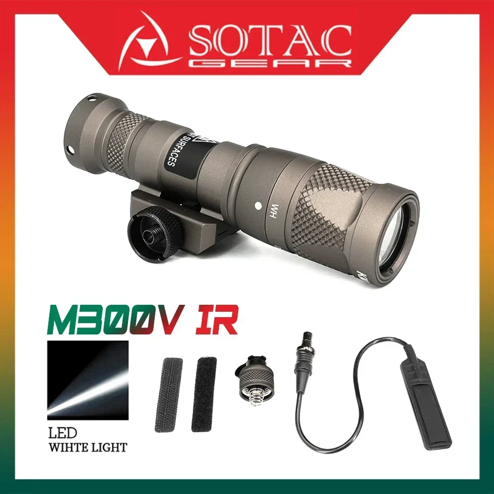 Sotac M300V Mini Weaponlight White Scout Flashlight Torch 400 Lumens LED Rail Airsoft IR Illumination Rifle Light
