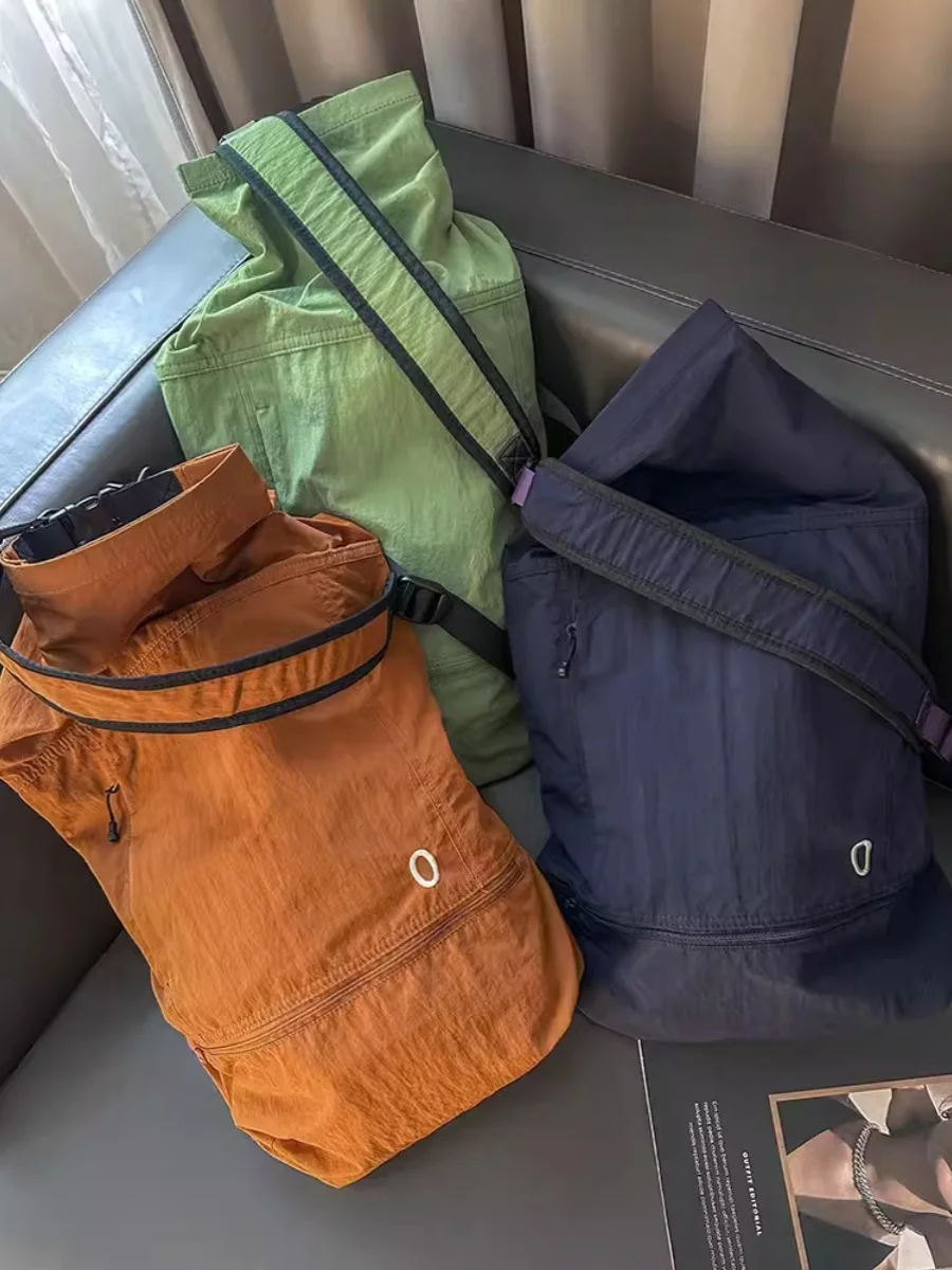 Fitness Wrinkled Feeling Casual Backpack Large Capacity Cycling Waterproof Shoulder Bag Roll Mouth Outdoor Model