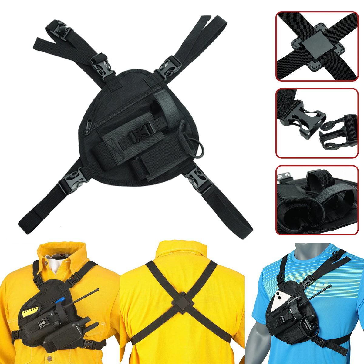 Tactical Radio Chest Bag Harness Holder Adjustable Shoulder Chest Front Pack for UV-5R UV-82 BF-888S UV-13 Pro Walkie Talkie