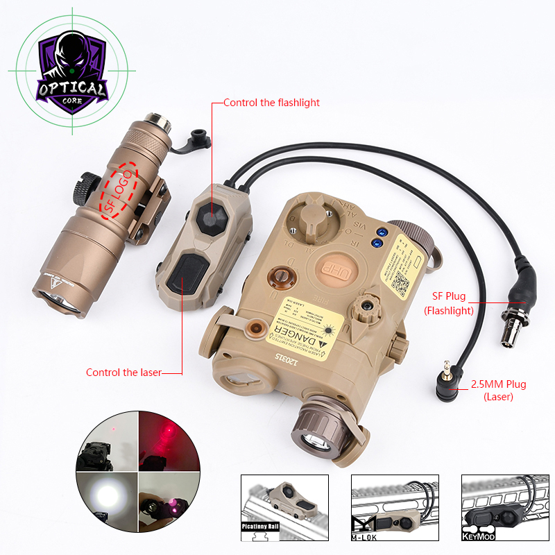 Airsoft PEQ PEQ15 Laser Sight+M300A M600C Surefir Scout Flashlight+Axon Remote Pressure Button Switch Tactical Hunting Set