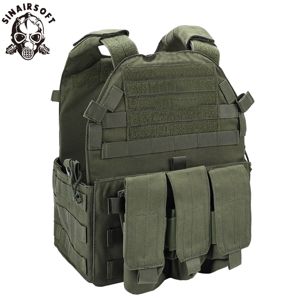 SINAIRSOFT Tactical Vest Molle Airsoft Combat Body Armor Plate Carrier W/ Magazine Pouches Plate Plate Carrier Hunting Vests