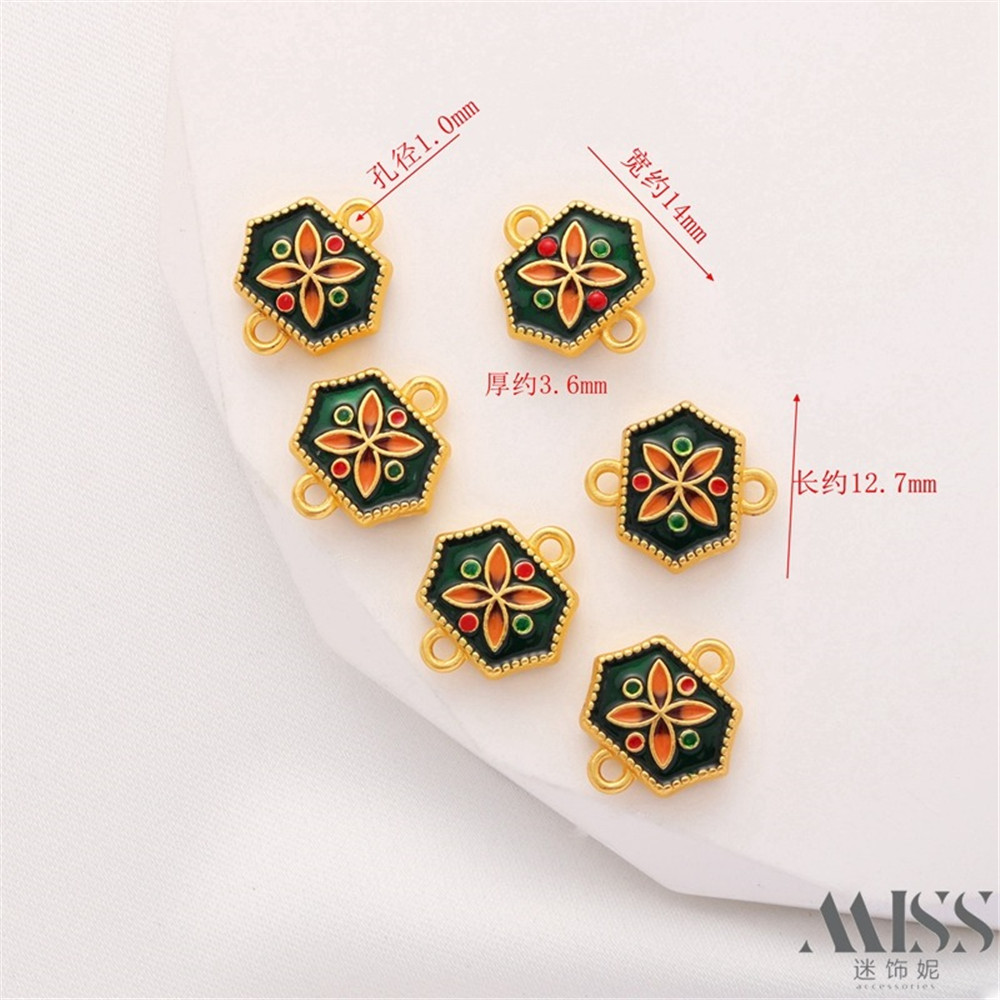 Matte Gold Burnt Blue Tassel Double Hanging Pendant DIY Handmade Bracelet Necklace Jewelry Sand Gold Dripping Oil Accessories