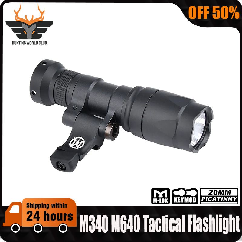 WADSN Tactical Airsoft Surefir M340 M640 Flashlight Fit 20mm Picatinny Rail MLOK  KEYMOD Hunting Weapon Light Mount Rifle