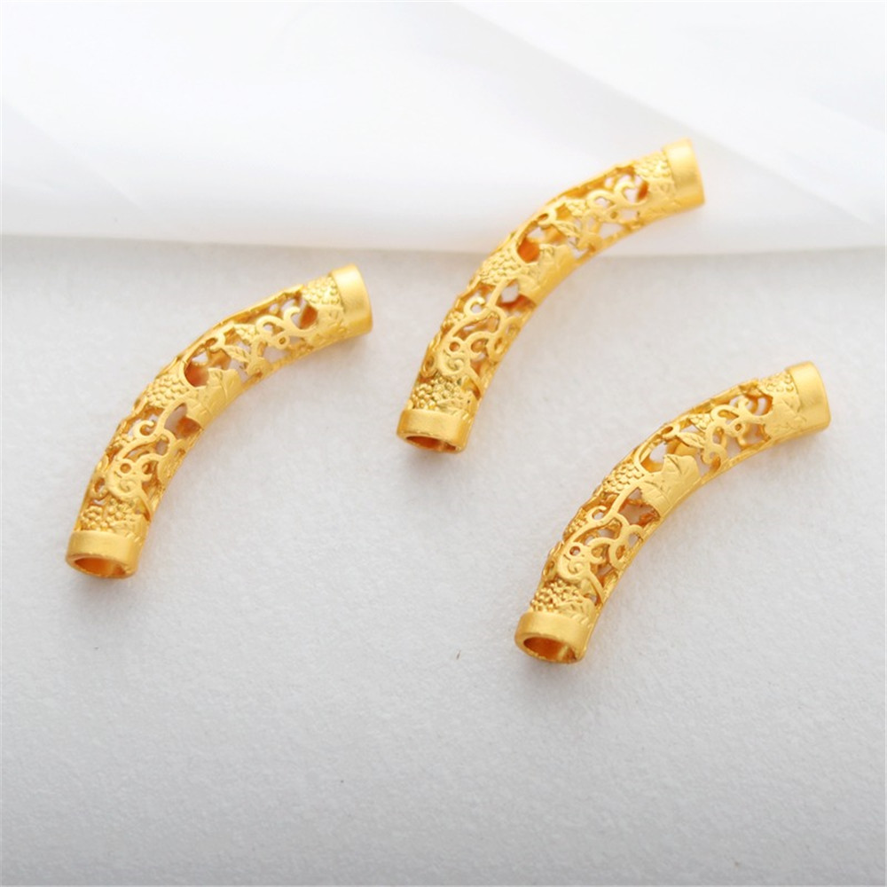 18K Gold-coated Hollow Pattern Link Rod, Elbow Bracelet, DIY Jewelry Accessories, Work in Progress