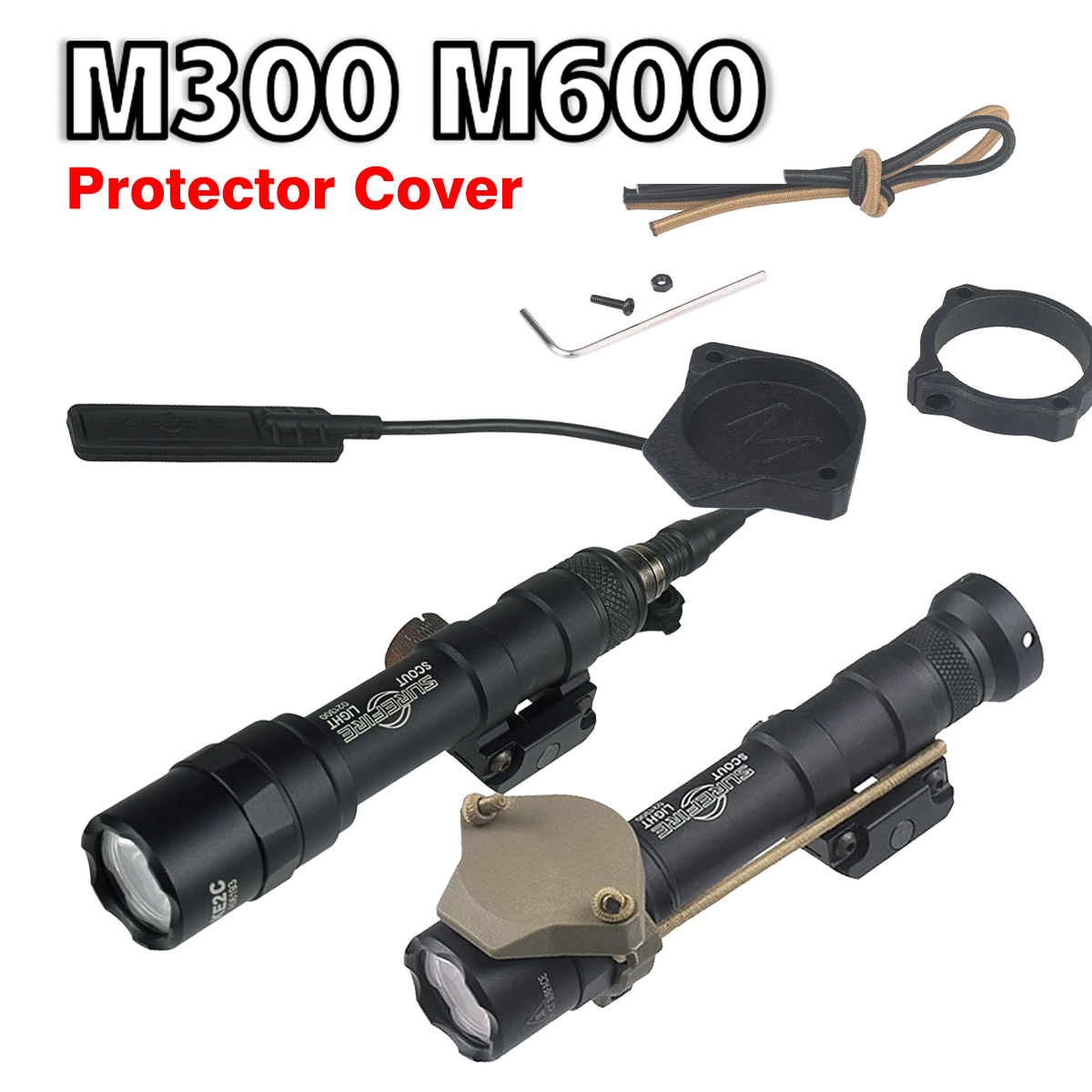 Weapons Light Surefire Scout Light Hunting Flashlight Lens Protective Cover Tactical M300 M600 Front Lens Cap Protector Cover