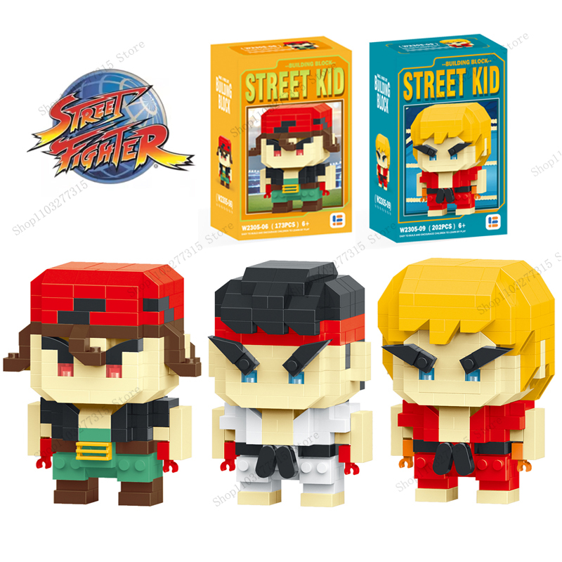 Anime Street Fighter Fighting Game Action Building Blocks KenMasters Hoshi Ryu ABS Kawaii Toys Building Blocks Gift For children