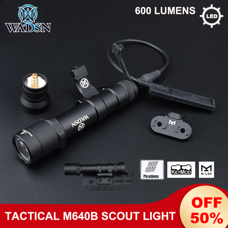 WADSN Tactical M640 M640B Scout Light Airsoft M640b Flashlight Base Metal Outdoor Hunting Spotlight Fit M-lok Keymod 20mm Rail
