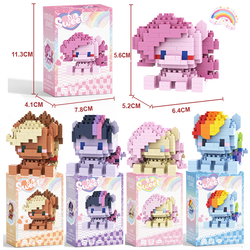 New with box pony Cartoon Character doll building block particle puzzle assembly desktop ornaments boys girls DIY birthday gifts