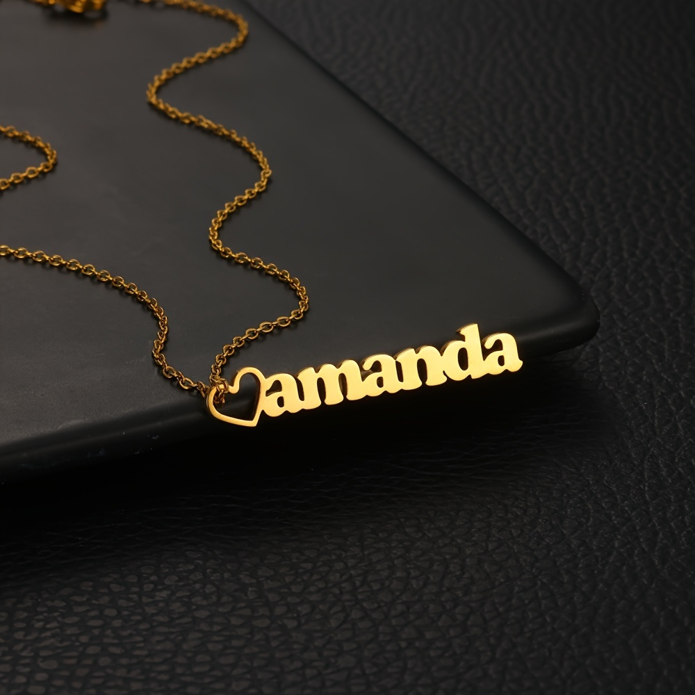 Custom Heart Name Name Necklace for Women Simple Link Chain Personalized Necklace Stainless Steel Jewelry Valentine's Day Gift