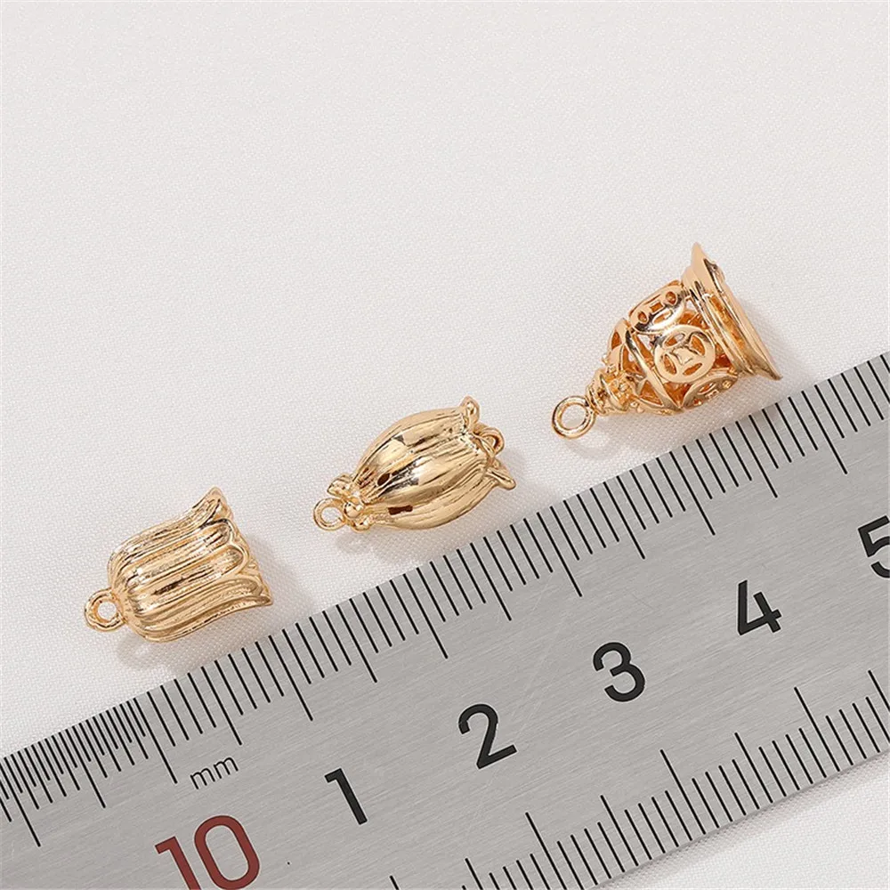 14K Gold-Color Bells Wall Clocks Lily of Valley Orchid Hats Tassels DIY Handmade Hairpins Step Shaking Ear Material Accessories