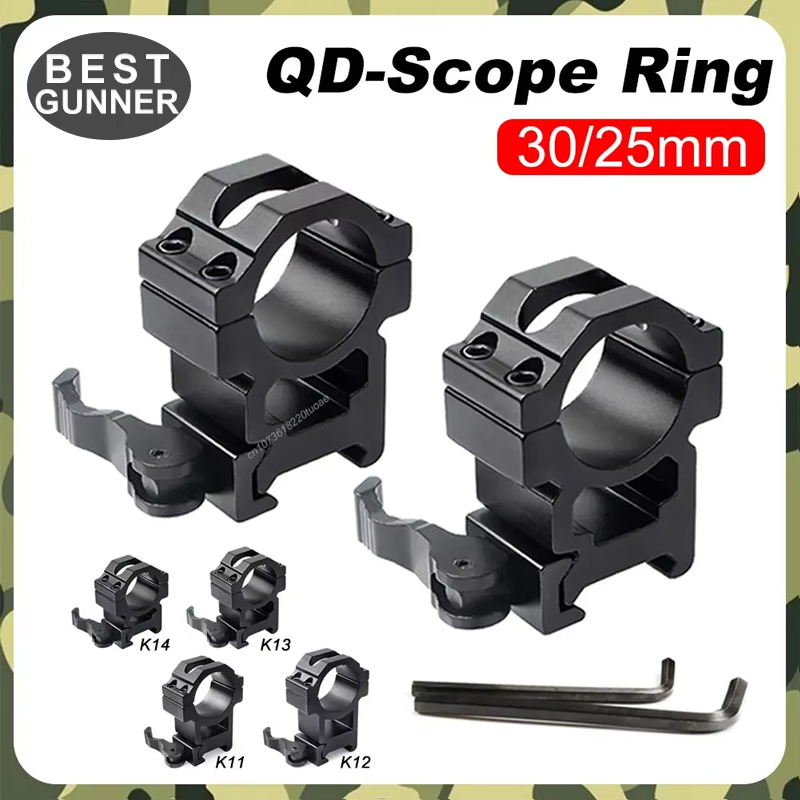 Universal 30MM/25.4MM Tactical Quick Release Scope Mounts Dual Ring for 20mm Picatinny Rail Optical Riflescope Sight Mounts