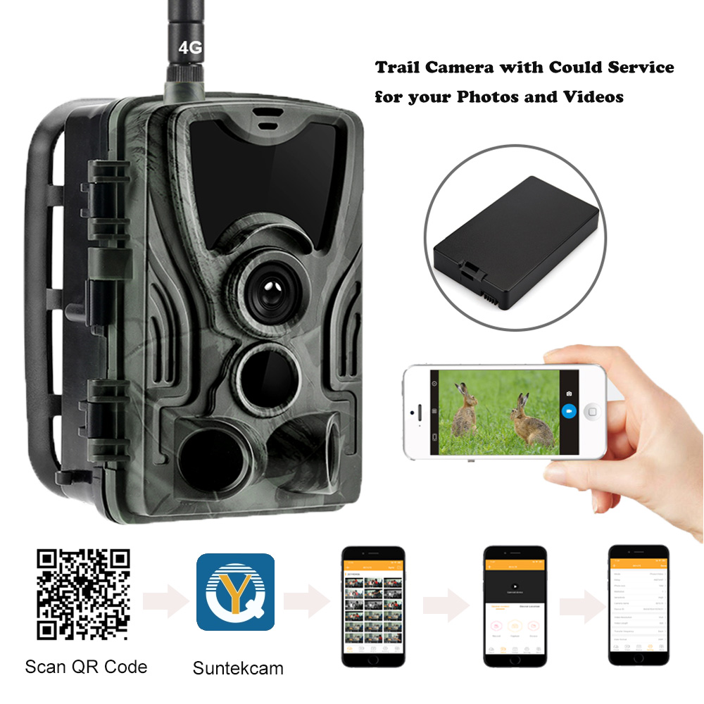 4K Live Show APP Clould Service Hunting Trail Camera HC801PROLI Stream Media 5000Mah Recharger Battery 4G 30MP Night Vision