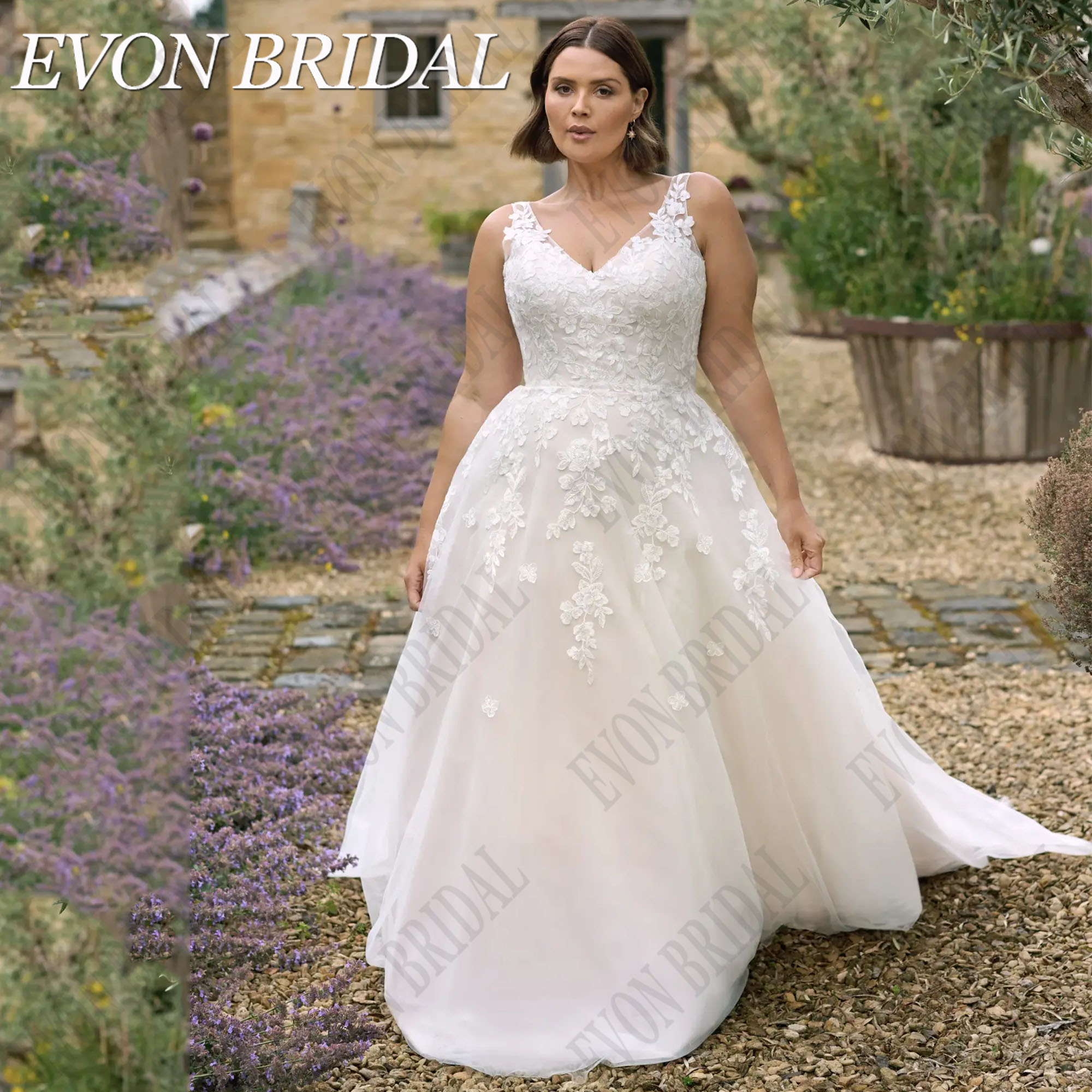 EVON BRIDAL Tenderness Sleeveless Plus Size Wedding Dresses Applique Bridal Gowns Spaghetti Straps Vestidos Novias Customized