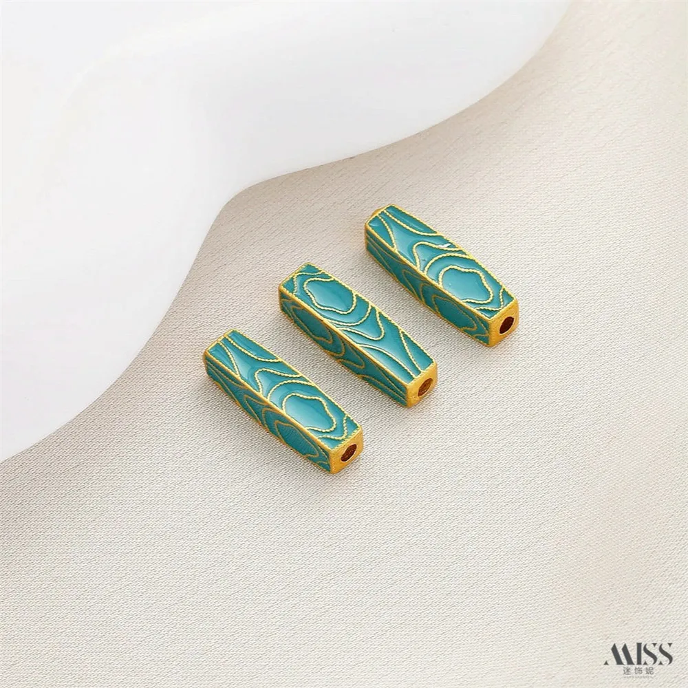 18K Matte Golden Sand Gold Cloud Pattern Column Twisted Connecting Rod Pendant Separated Bead DIY Bracelet Necklace Accessories