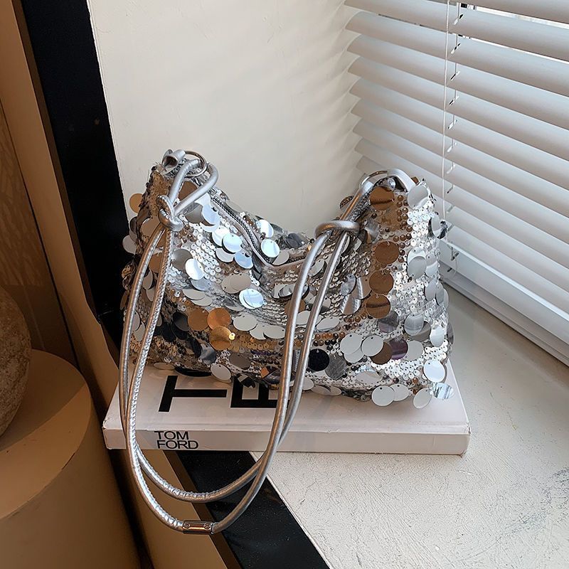 High-grade Small Bag Women 2025 New Fashion Sequin Western Style Crossbody Bag Niche Design Shoulder Underarm Striking Handbags