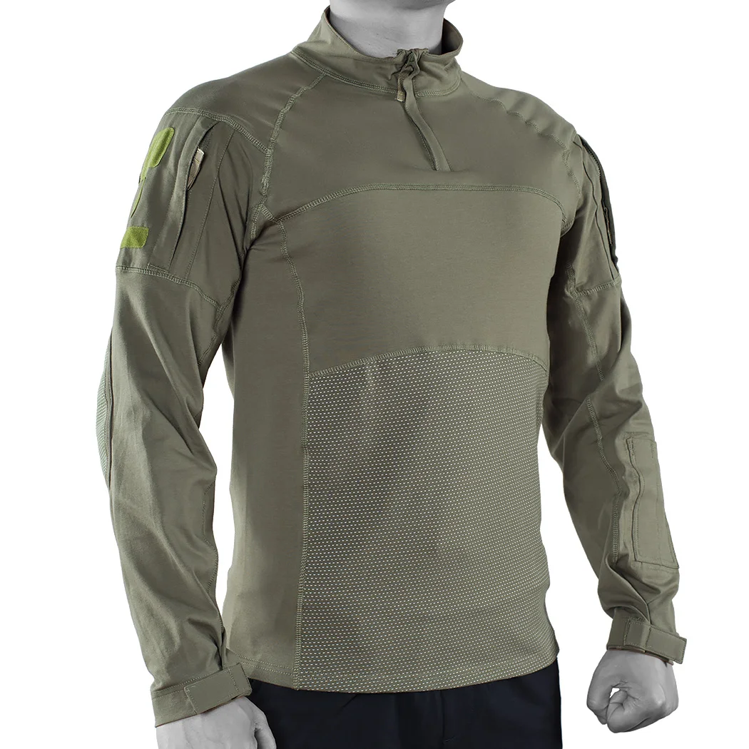 Ripstop Camouflage Tactical Shirts Men Long Sleeve Combat Shirts Multi-Pocket Hunting Military Elastic Outdoor Training T-Shirt