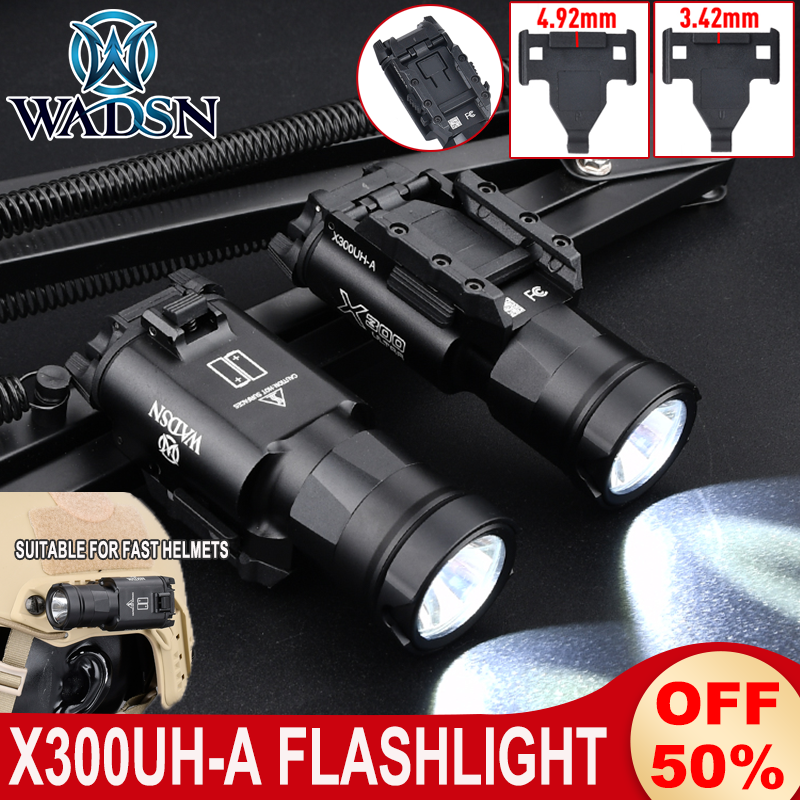 WADSN Upgraded Surefir X300 Flashlight X300UH-A Pistol Light Fast Helmet Spotlight Dual Replace Base Outdoor Hunting Scout Lamp