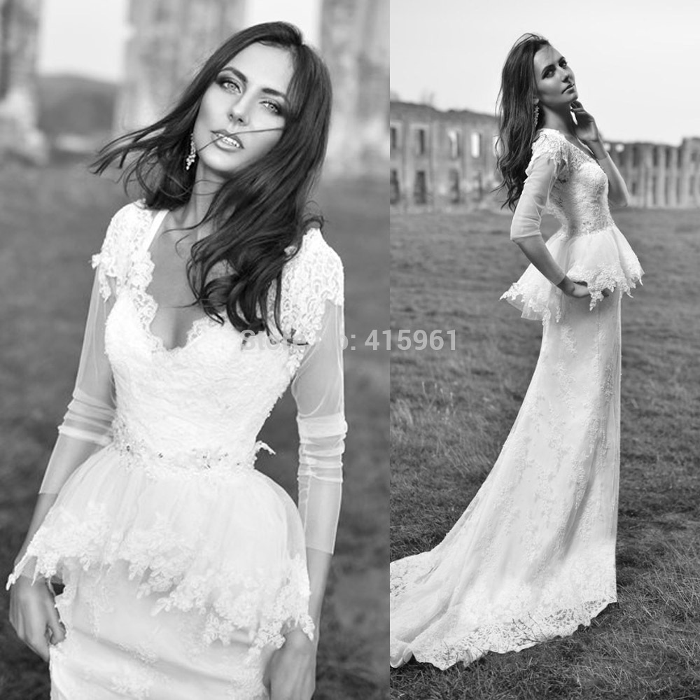 robe de mariee 2025 Western Style Lace mermaid Wedding Dress Long Sleevesve Winter Bridal Gowns V Neck Custom vestido de noiva