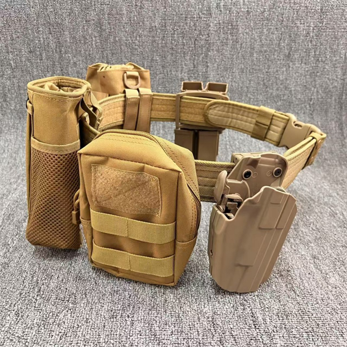 Tactical Belt Set With Pistol Holster, Magazine Bag, Water Bottle Storage Bag for G17/18/19/22 P320 P1 M92F Quick-Draw Holster