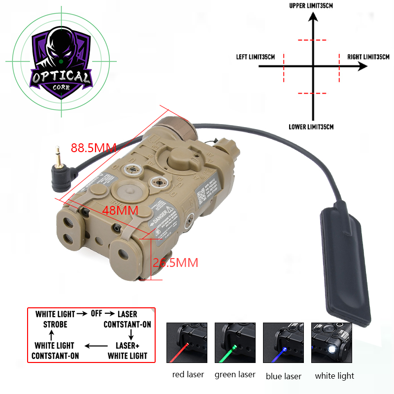 WADSN NGAL RED/GREEN/BLUE Laser+White Light NO IR Function Tactical Hunting Aiming Laser Sight Wargame Optical  Equipment