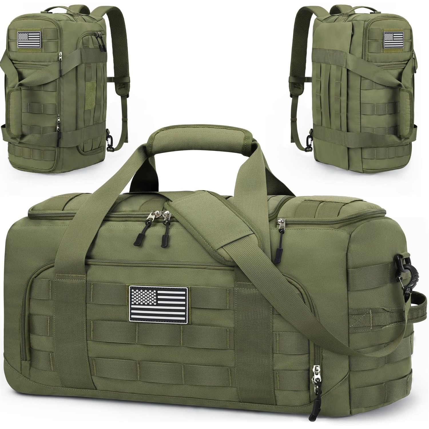 Large Capacity 3-in-1 Convertible Backpack/Duffle with High Quality MOLLE Design Tactical Gym Bag for Military Travel Camping