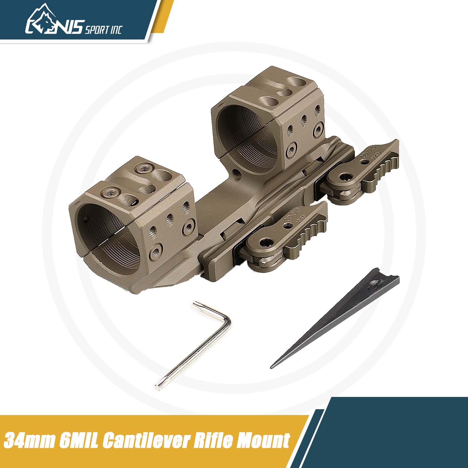 CANIS SPORT INC Tactical 34mm Scope Mount - 1.5" Center Height, 6MIL Tilt & Quick Detach for Long-Range Optics