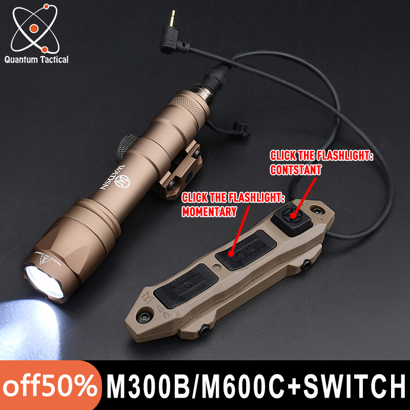 Wadsn M600C Flashlight M300B Tactical Airsoft Hunting ScoutLight With Dual Function Remote Pressure Switch Constant/Momentary on