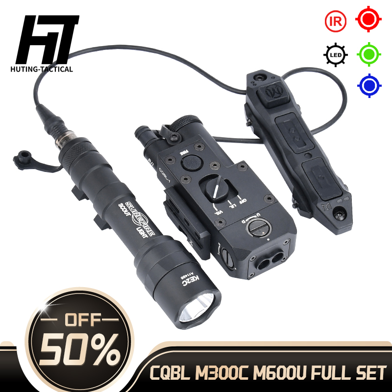 All Metal Surefir M300C M600U CQBL 1 Flashlight With Dual Fuction Switch Tactical Airsoft LED Hunting Weapon Light Laser