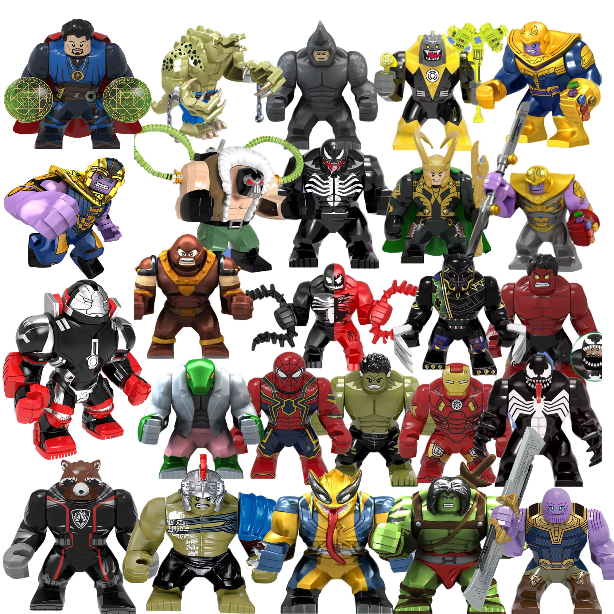 Building Blocks Marvel Transformation Figures Big Goblin Spiderman Iron Man Venom Captain Hawk Deadpool Technic Armor Gift Toys
