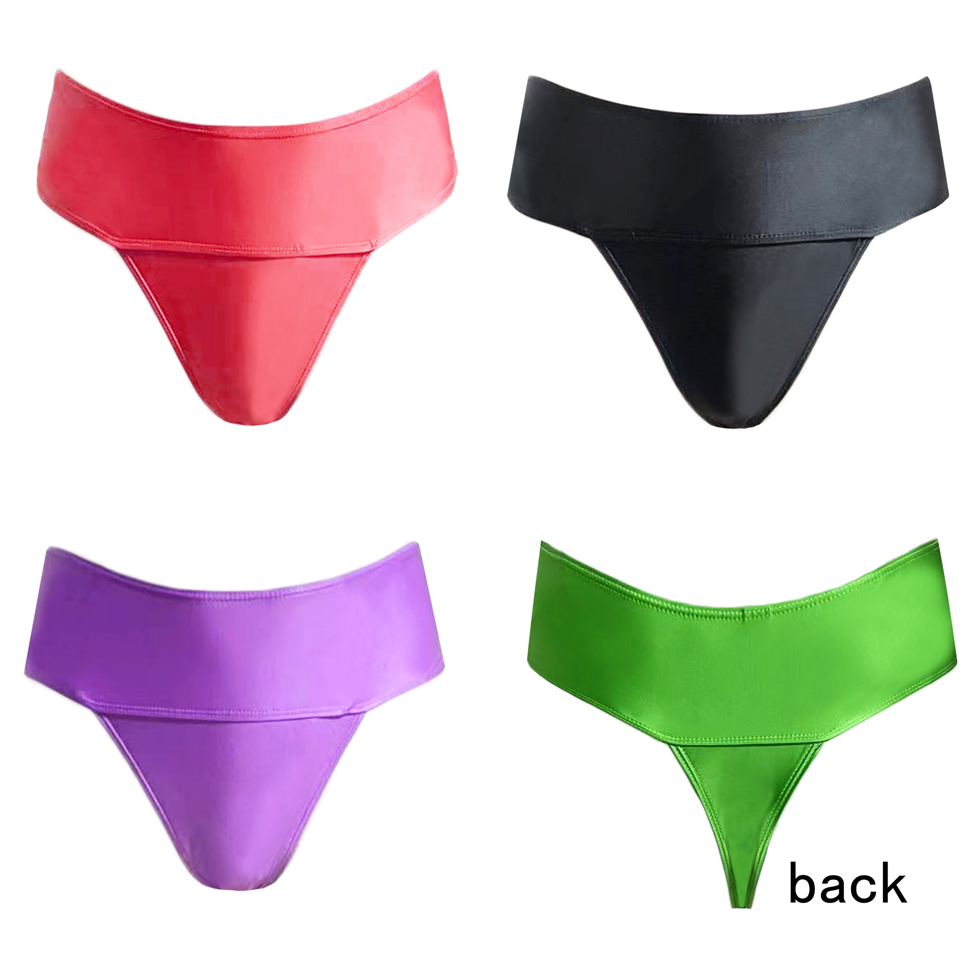 Masked staffs glossy T-shaped pants with buttocks sexy Silky solid bikini high waist tights underpants and high fork Oily briefs