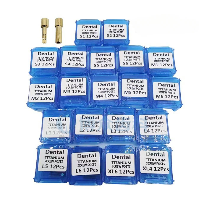 12pcs/box Dental Titanium Plated Screw Post S1 S2 S3 L1 L2 Dental Screw Posts M1 M2 M3 Dentist Supplies Dental Materials