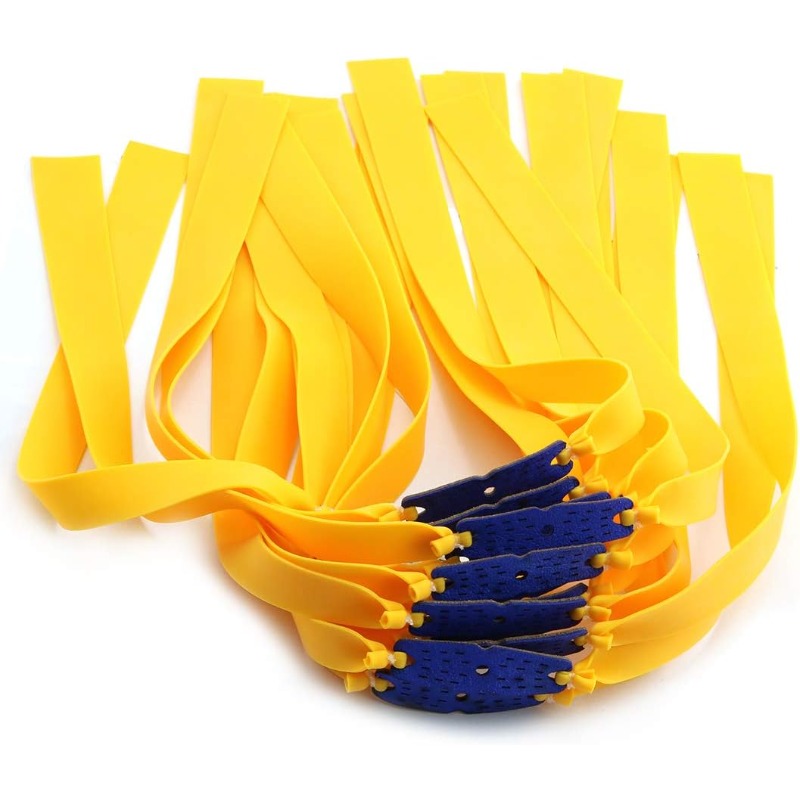 20pcs Folding Yellow Flat Elastic Band 0.75mm Thickness Replacement Flat Rubber Bands for Slingshot Catapult