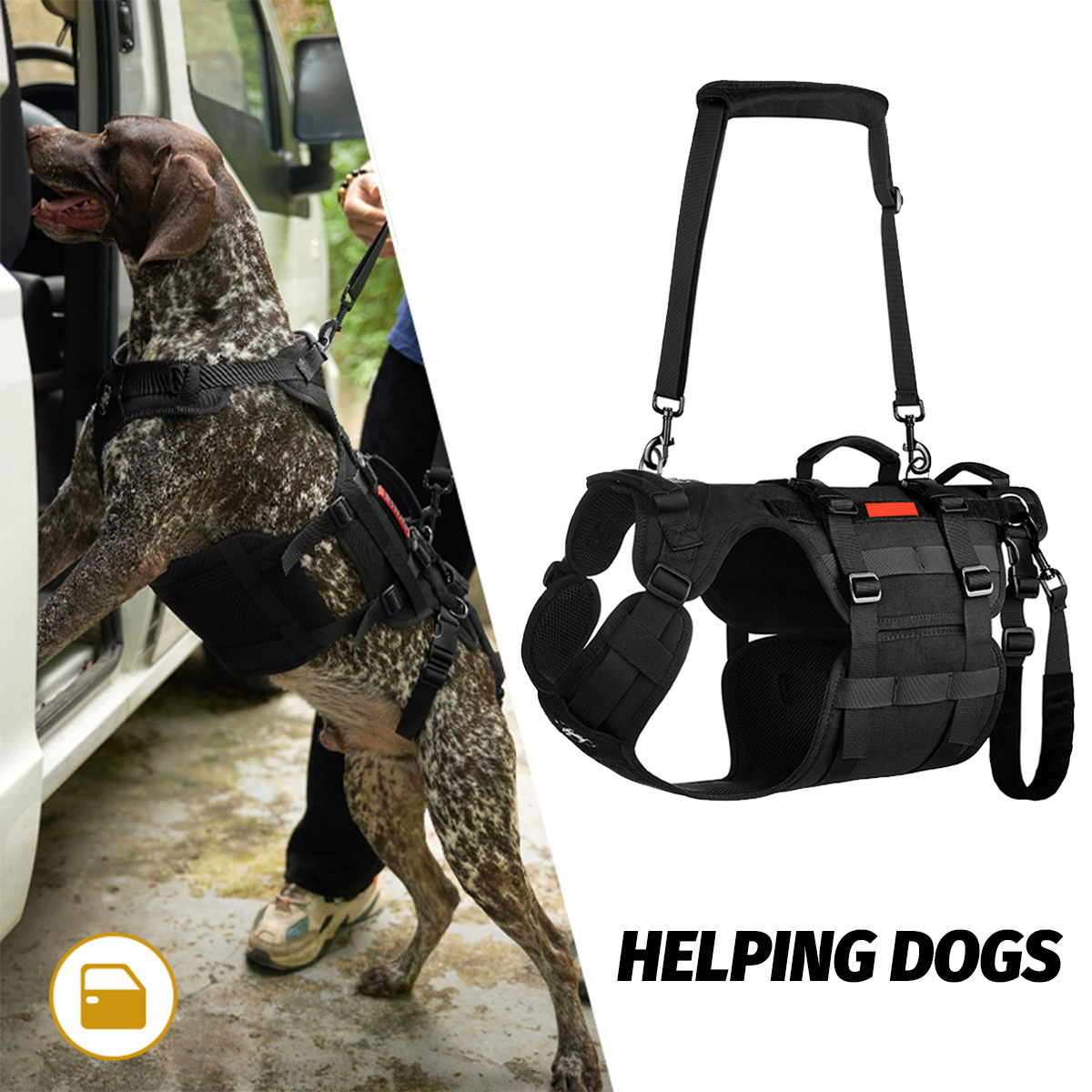 Walking Dog Chest Harness Multifunctional Adjustable Tactical Leash Vest Medium Large Dog Chest Harness Elderly Disabled Dog