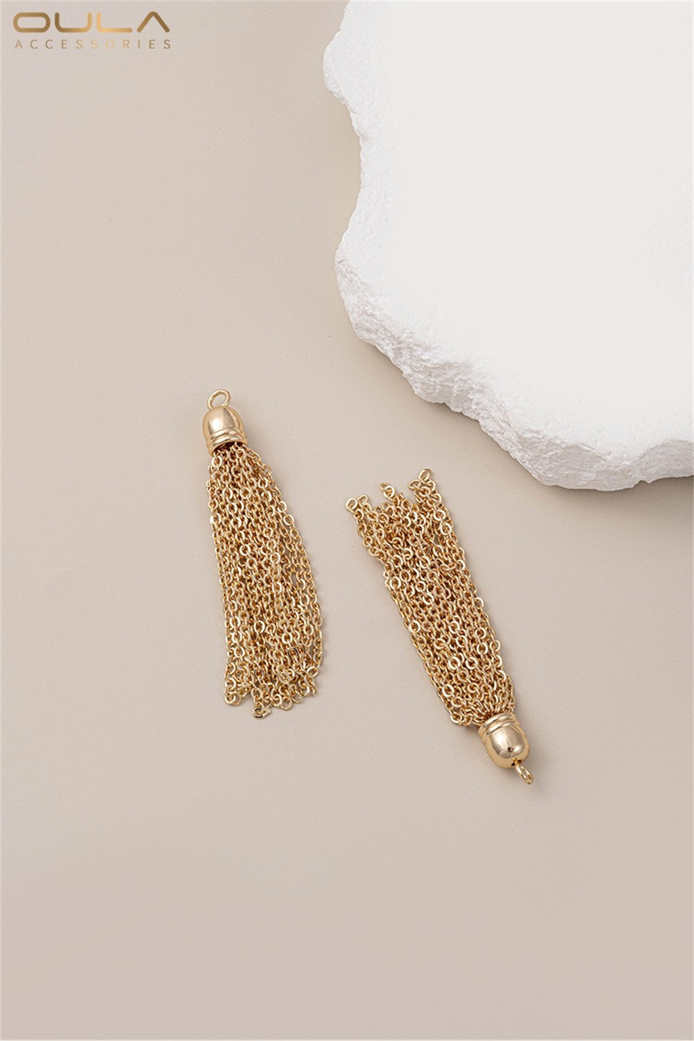 14K Gold-plated Handcrafted Chain Tassel Pendant, Diy Earrings, Stud Earrings, Ear Buckles, Pendant, Bracelet, Accessory, Pendan