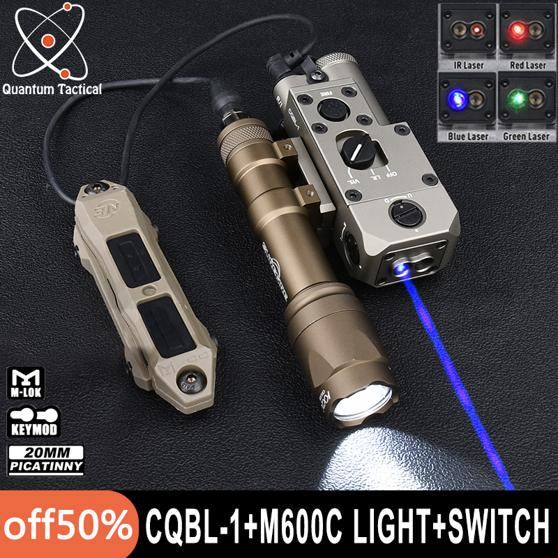 WADSN  Metal CQBL-1 Red Green Blue Dot IR Laser Airsoft Surefir M600C Hunting Weapon Flashlight With Dual Control Switch SF PEQ