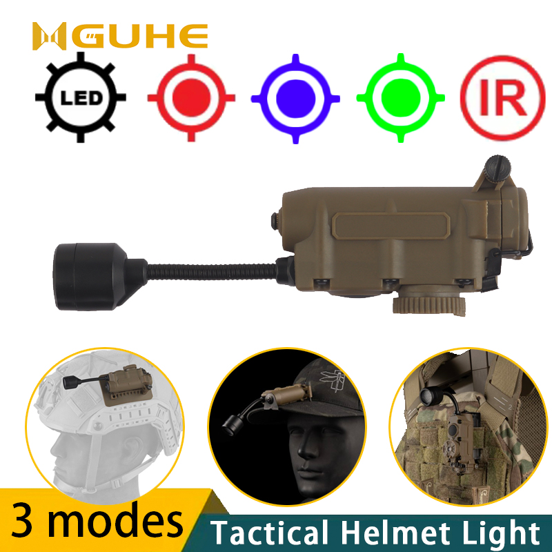 Sidewinder Tactical Helmet Strobe Light, Red Green Blue White IR Light, LED Helmet FlashLight with Stalk Arc Rail Helmet Clip