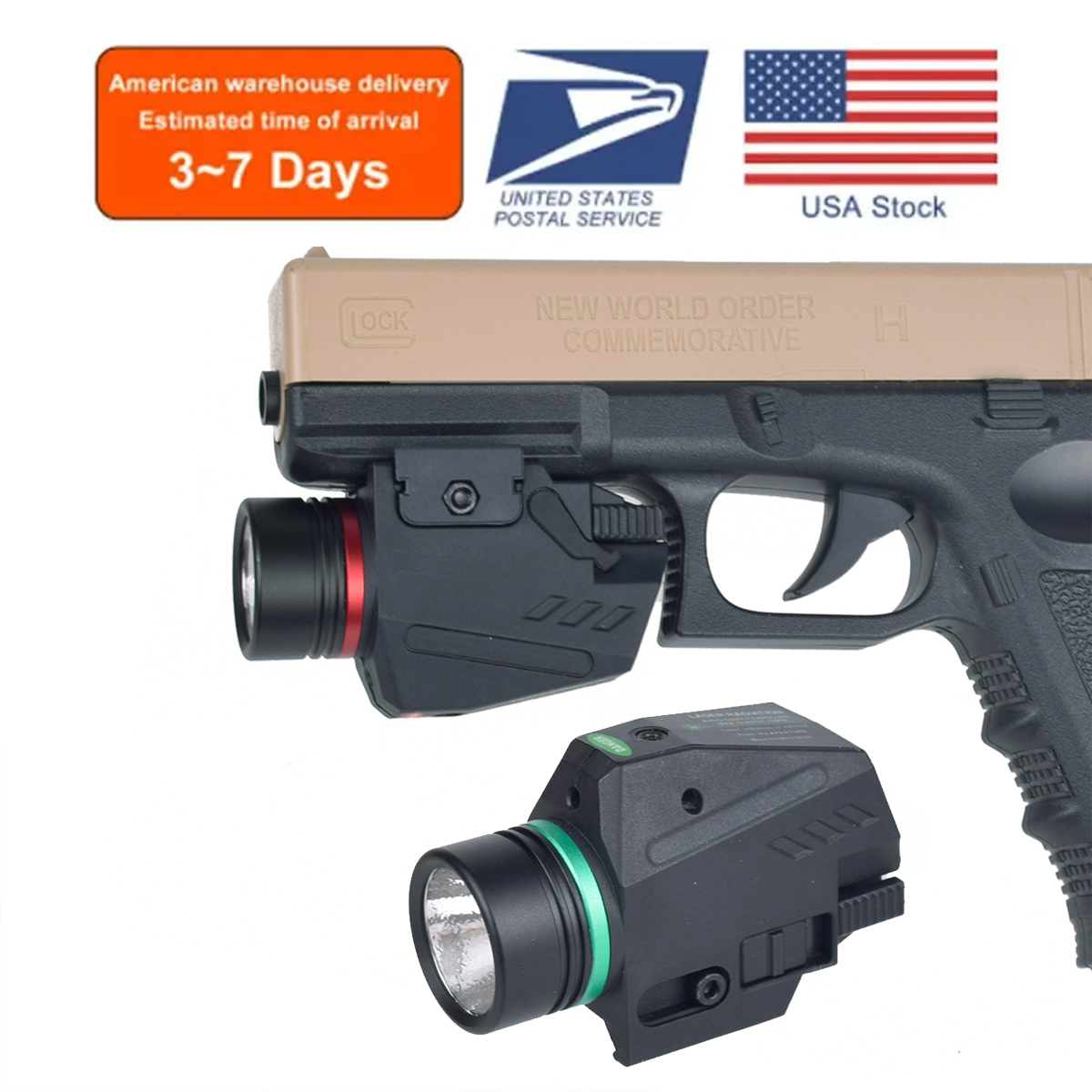 Airsoft Weapons Mini LED Gun Flashlight Red Green Dot Indicator Hunting Pistol Weapon Gun Light 20mm Pictinny Rail