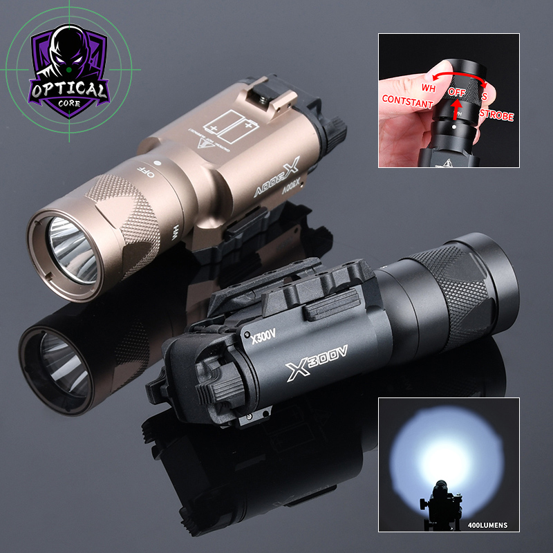 WADSN Tactical X300 X300V Flashlight Scout Light 400lumens Pistol Light Airsoft Outdoor Hunting Lighting Lamp White LED Strobe