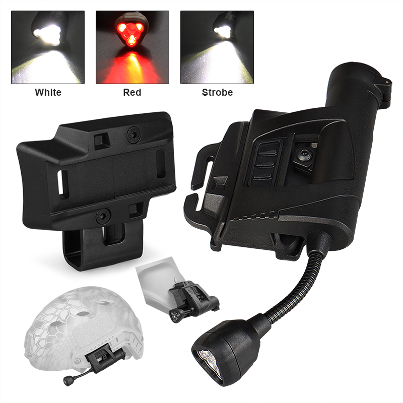 TD01 Tactical Flashlight Red and White LED Light For MICH Helmet Or Any Vest Molle System For Hunting HS15-0140