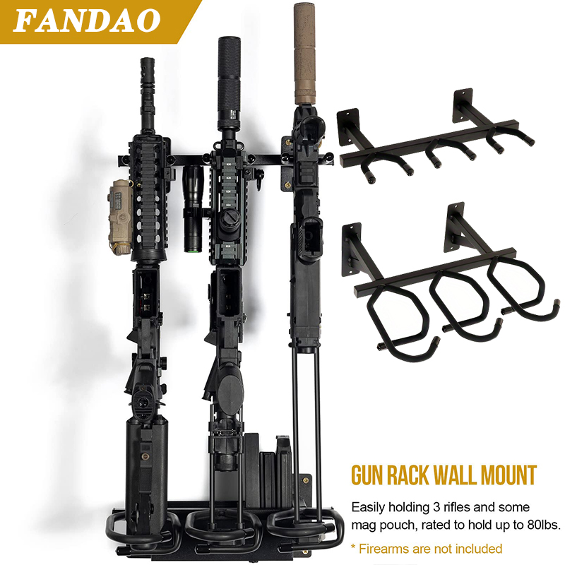 3-Pack Black Iron Rifle Wall Mount Display Stand Male Gun Rack Holder Firearm Showcase Bracket Home Decor Collectibles Organizer