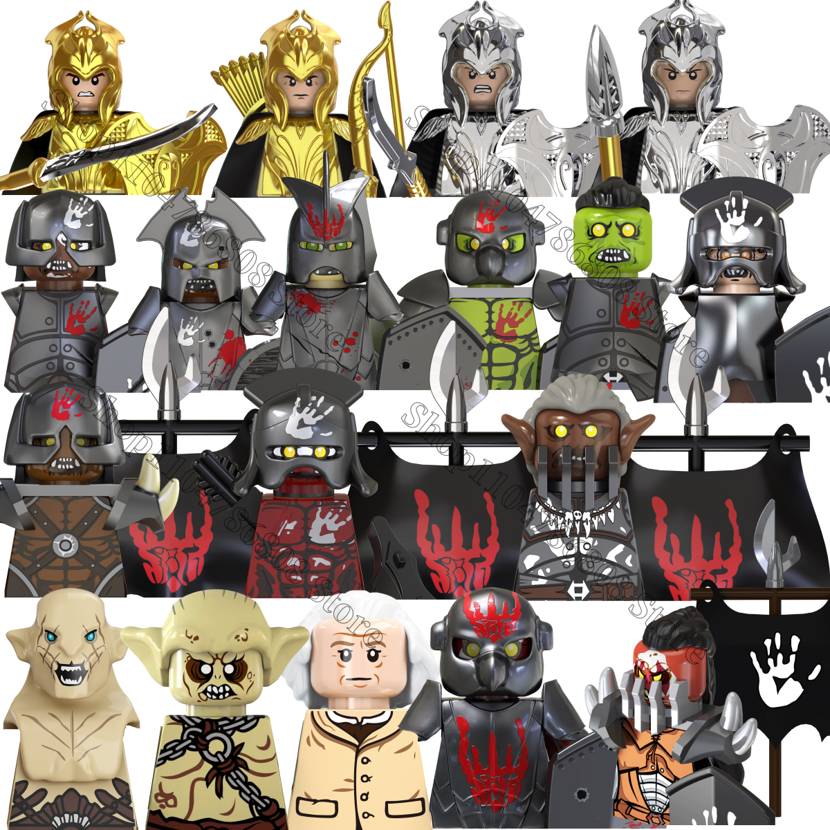 The Lord of the Rings medieval character figurine Elven Warrior Azog Gandalf building block Knight Warrior brick toy gift