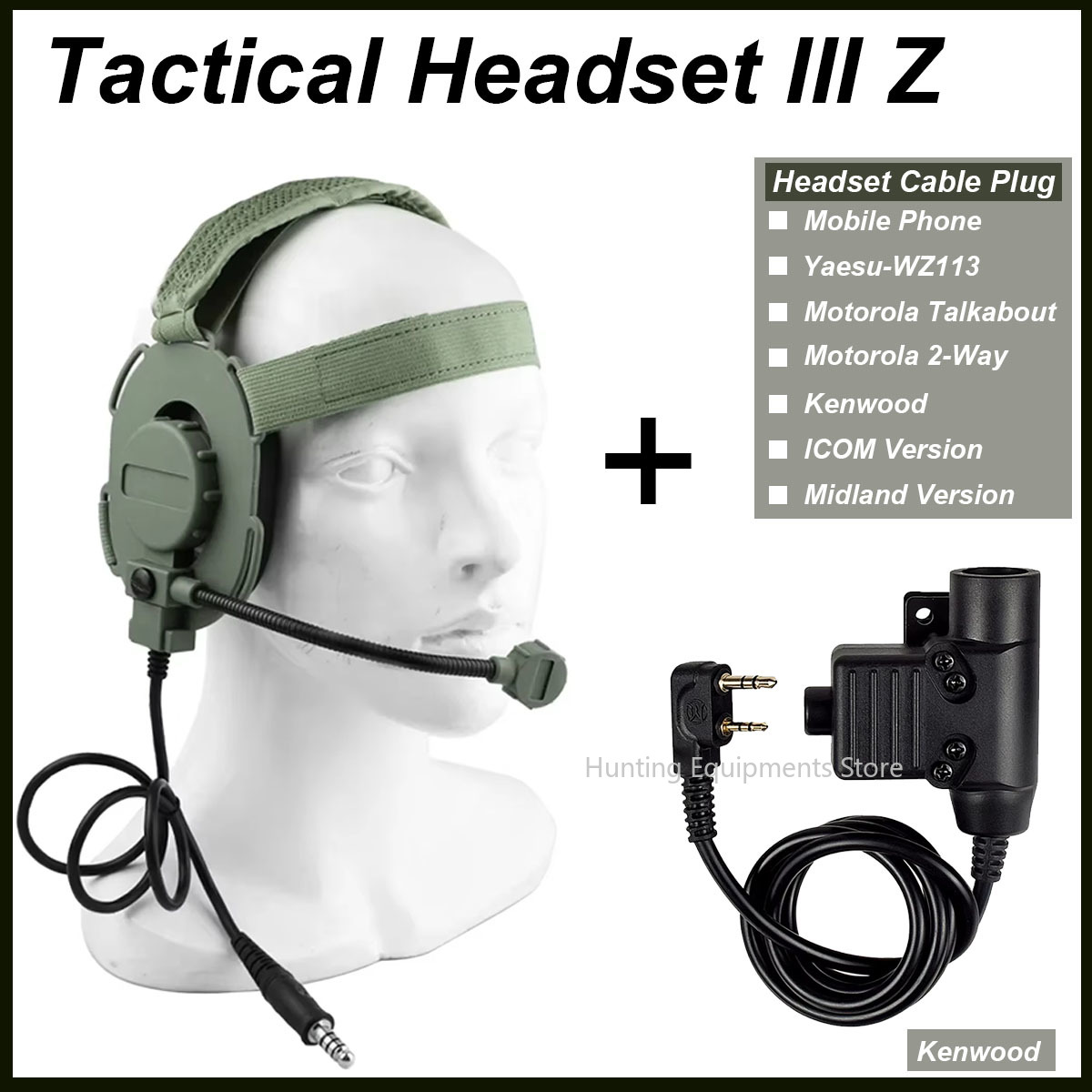Tactical Shooting Headset III Z Tactical Bowman Elite II CS Headphone U94 PTT For Kenwood Baofeng UV-5R Radio Accessory