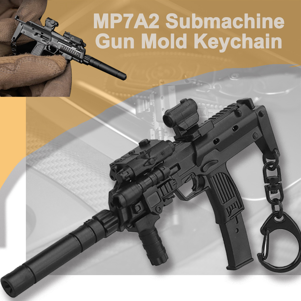 Airsoft Tactical Keychain MP7A2 submachine gun mold pendant detachable by pulling the bolt Assemble Toy Mini Gun Decorations