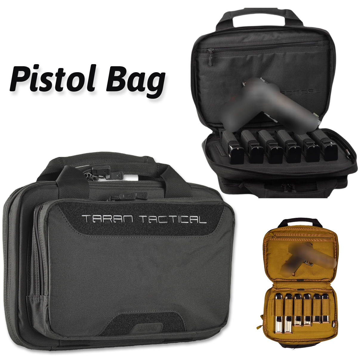Tactical Pistol Magazine Storage Bag Pistol Case Gun Handgun Range Pack Concealed Carry Weapons EDC Pouch for Hunting Shooting