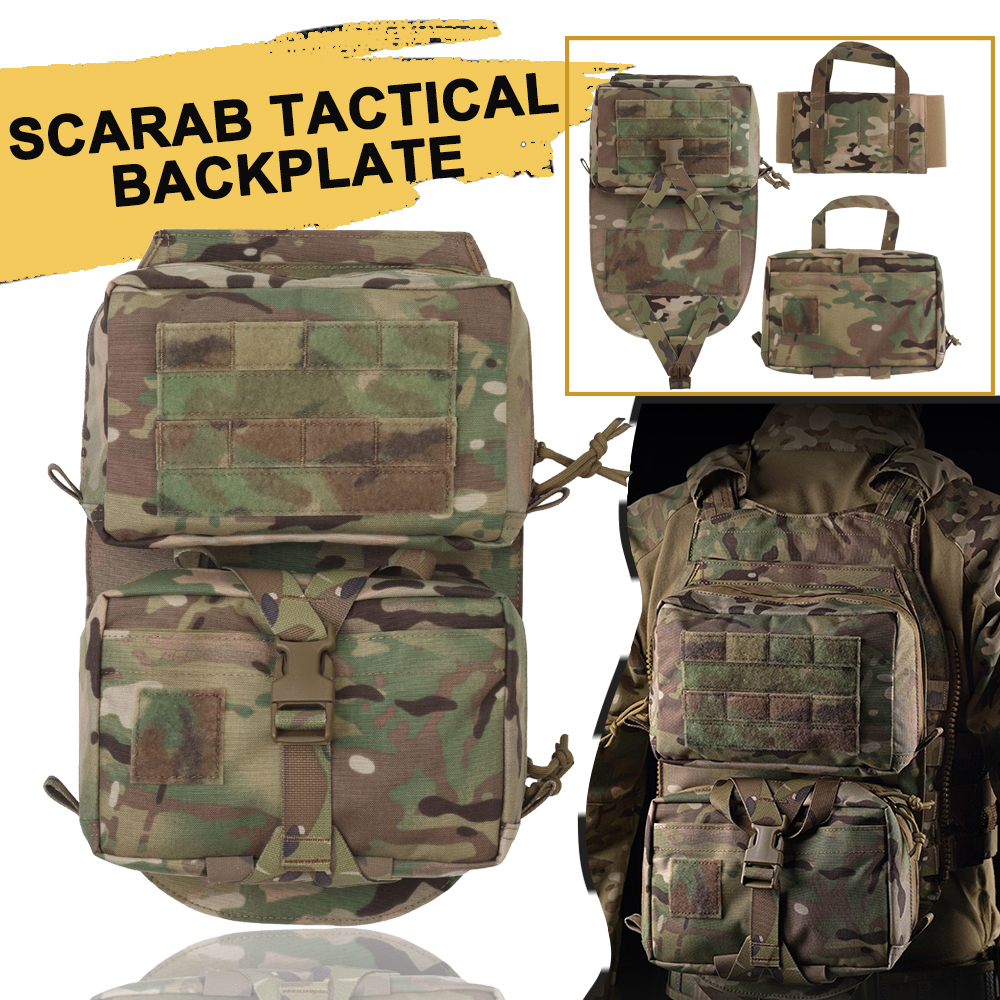 Scarab Tactical Backplate Airsoft Molle Vest Backplate Pouch Detachable First Aid Kit Outdoor Hunting Assault Carrier Bag Gear