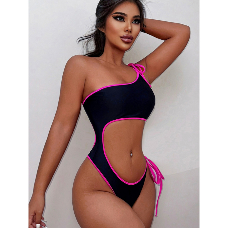 Black Sexy Tie One-Piece Swimsuit New Style Outerwear SwimwearLG392